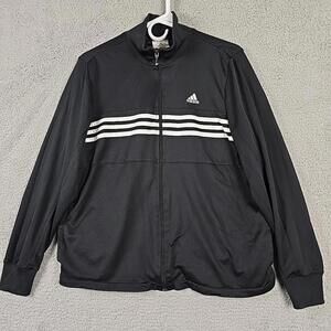 Adidas Size L Women Track Jacket Full Zip Long Sleeve Black